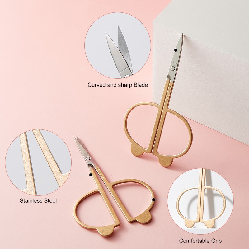 Cartoon Cute Multi-Functional Golden Makeup Scissors with Pointed Tips JJF14 Small Eyebrow Shaping Razor Beauty Eyebrow Tweezers Cartoon Cute Multi-Functional Golden Makeup Scissors with Pointed Tips JJF14 Small Eyebrow Shaping Razor Beauty Eyebrow Tweezers