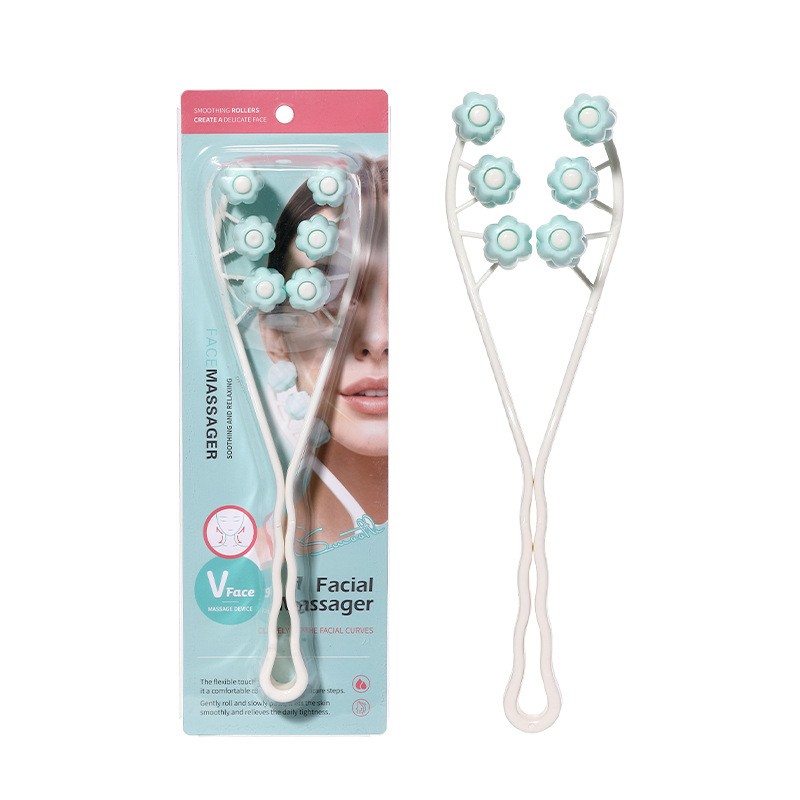 Flower Shape Manual Face Roller Massager Facial Lifting Tool Y-Shaped Face Eye Roller for Double Chin Reduction Skin Tightening M1070