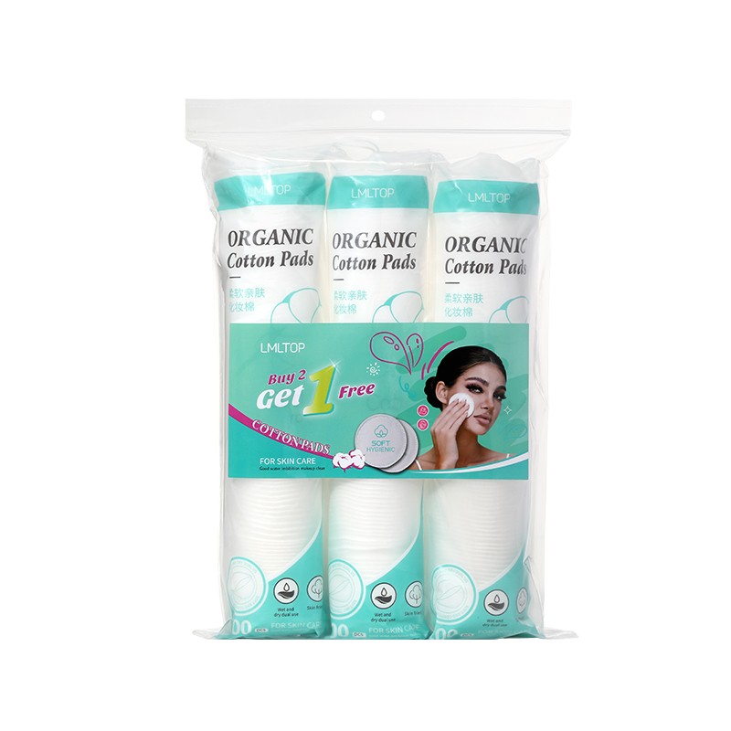 Factory Direct 100pcs 3in1/Pack 3-layer Round Cosmetic Cotton Pads Disposable Sandwich Facial Cleansing Makeup Remover Pad SY430