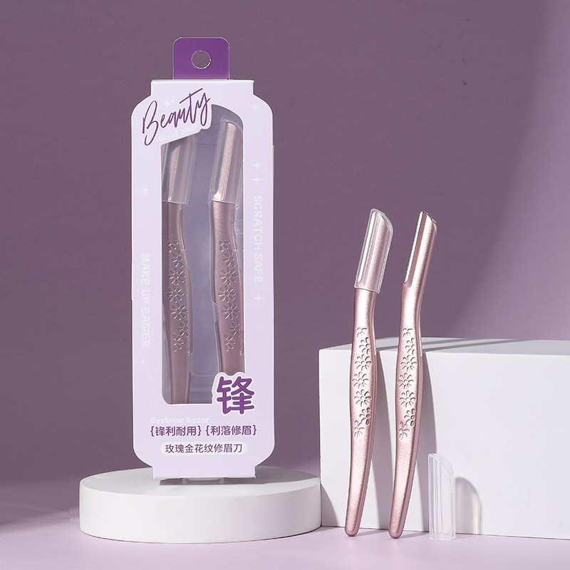 Metal Color handle Women Facial eyebrow trimmer kit JJF08 Safe Shaver Razor Stainless Steel Eyebrow Razor Set