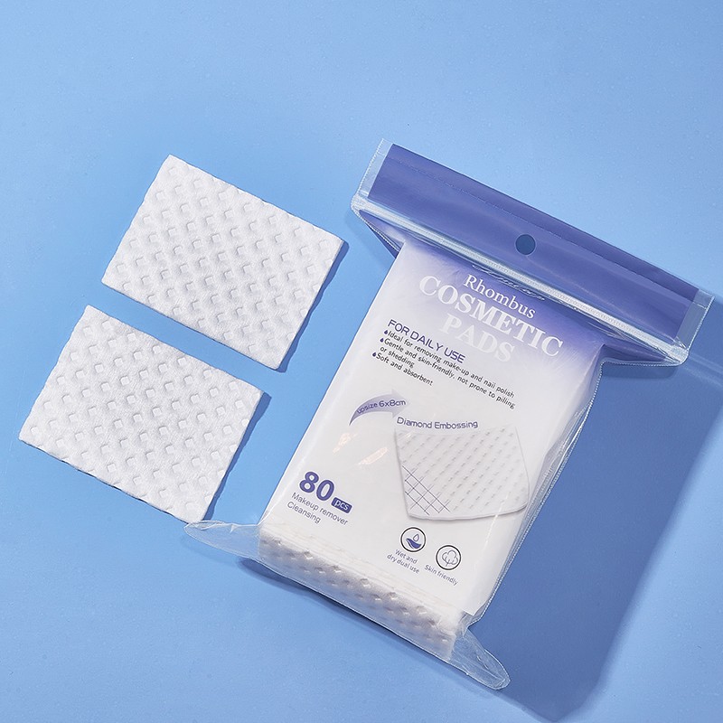 80pcs 8*6CM diamond-shaped embossed makeup cotton pads 3 layers makeup remover face cotton cleansing pad For Skin Care SY691
