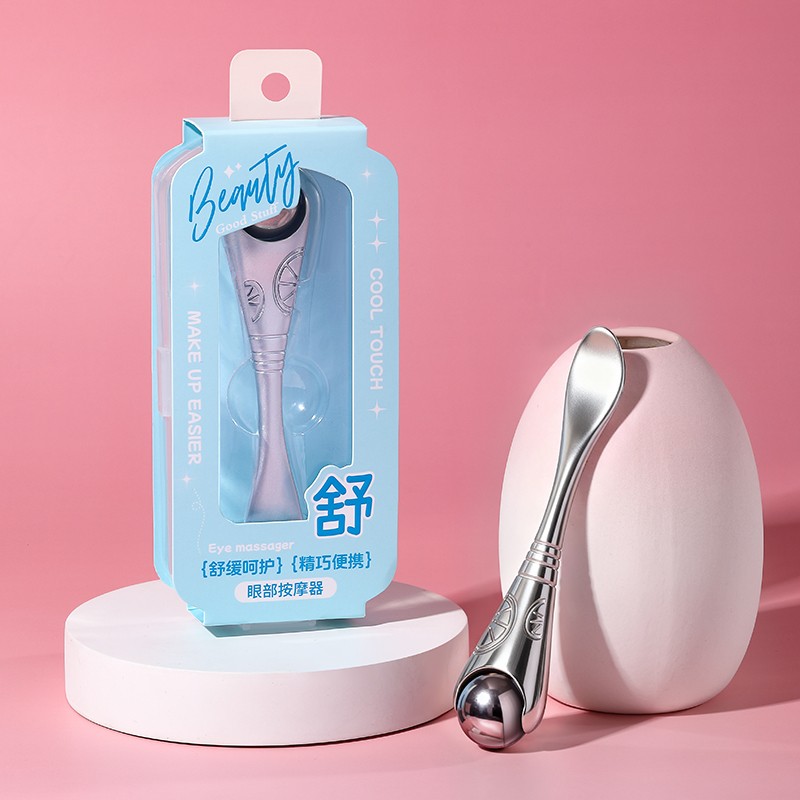 Silver Ice Massage Cooling Eye Roller JJF20 Stick Portable Anti-aging Facial Stainless Steel Ice Globes for Beauty Skin Care JJF20