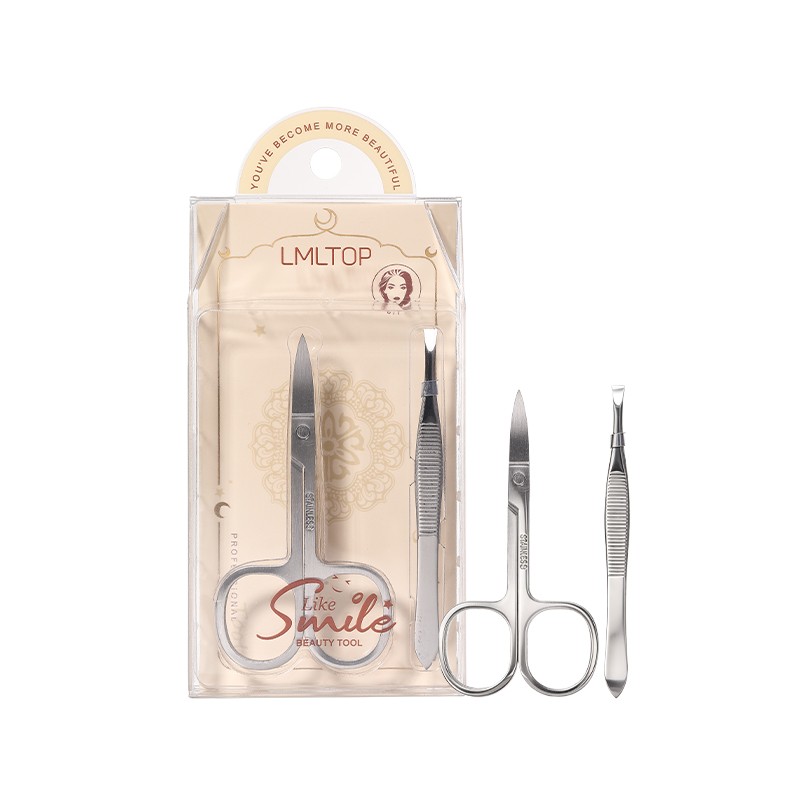 LMLTOP Eyebrow Razor Stainless steel Beauty Scissors Comb Set Tweezers Kit for Precise Shaping US14