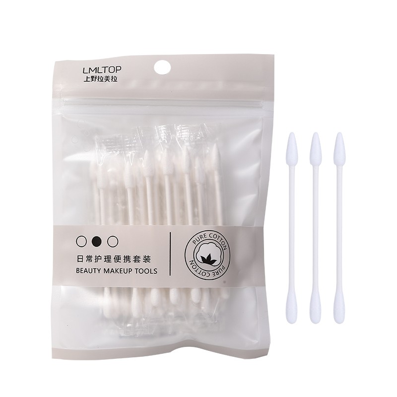 LMLTOP 30pcs Disposable Makeup Q Tips Individual Wrapped Paper Stick Cotton Bud A668 Point Head Ear Cleaning Swab