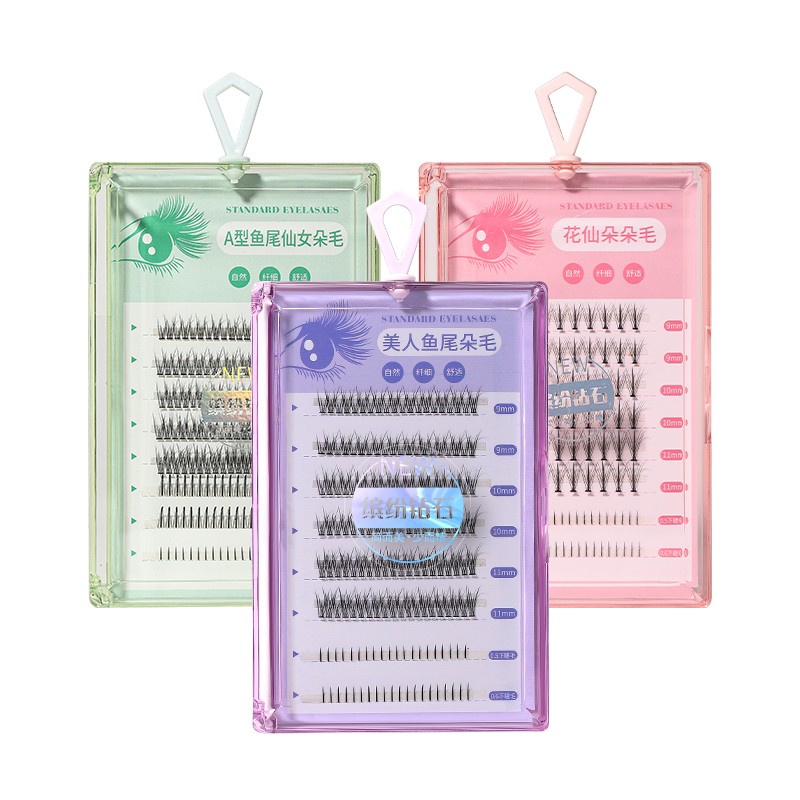LMLTOP Handmade False Eyelashes SY913 Natural Volume Eyelashes With Glue or Jelly Strip Wispy Faux Single Cluster False Eyelash