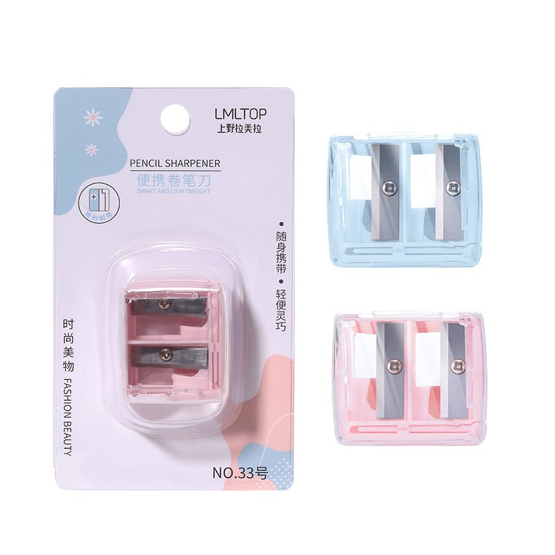 LMLTOP Custom Logo Durable Makeup Sharpener #33 Plastic Eyebrow Pencil Sharpener 2 Size Different Holes Cosmetic Sharpener