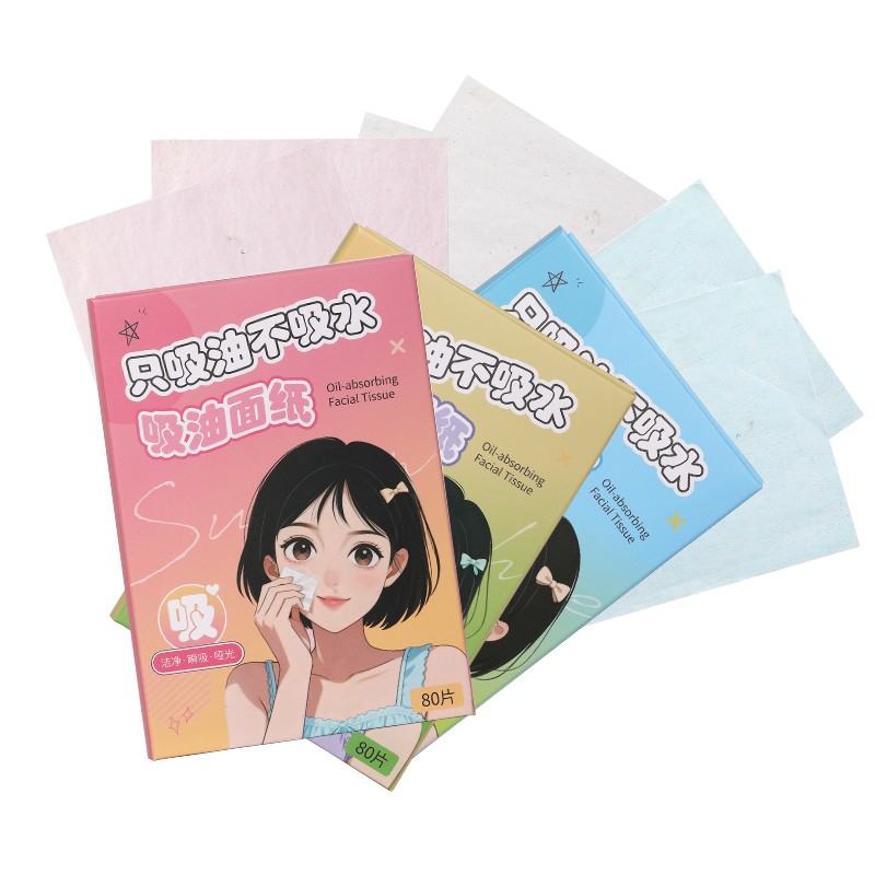 Hot Sell 80pcs Portable Travel Pack Oil Absorbing Paper Tissue Facial Blotting Sheets for Face Oily Skin Shine Control SY046
