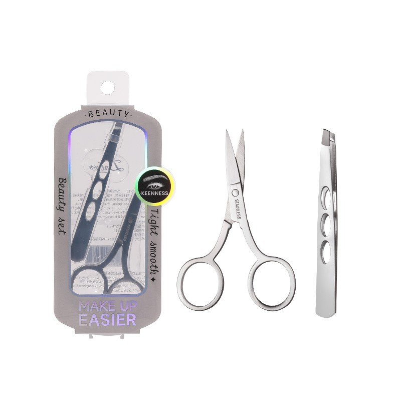 Custom Stainless Steel Slanted Eyelash Tweezers  JJF15 Private Label Lash Extension Tools Regular Tip Makeup Scissors for Eyebrow