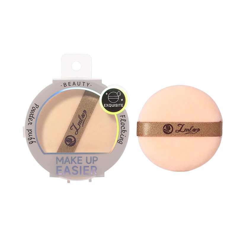 LMLTOP Soft Round Makeup Powder Puff  JJF24 Single Loose Fluffy Comfortable Air Cushion Flocking powder puff Logo Print Style