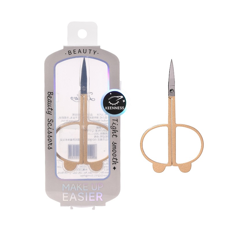 Cartoon Cute Multi-Functional Golden Makeup Scissors with Pointed Tips JJF14 Small Eyebrow Shaping Razor Beauty Eyebrow Tweezers