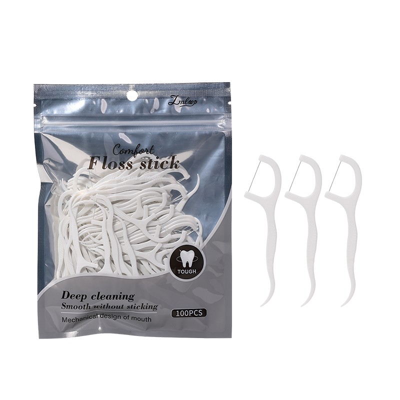 Dental Floss Biodegradable 100pcs Tooth Picks JJF34 Dental Floss Sticks Water Wash Dental Flosser Travel Kit with Plastic Toothpick