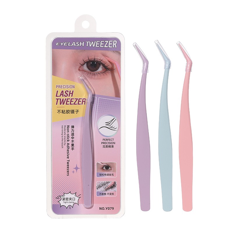 Eyelash Tweezer Y079 Beauty Tool Stainless Steel Pointed False Eyelash Clip Beauty Tweezers With Protective Case