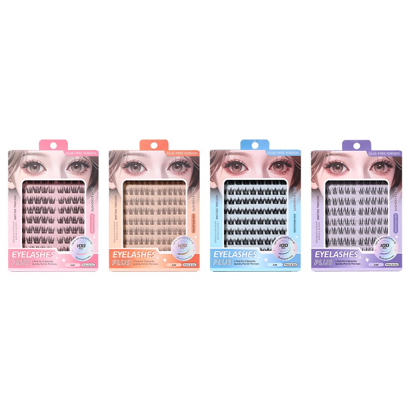 Self Adhesive Eyelashes Reusable No Glue Lashes Reusable Waterproof No Glue Press-On Eyelash Strips Clusters for Makeup Beginner Y074