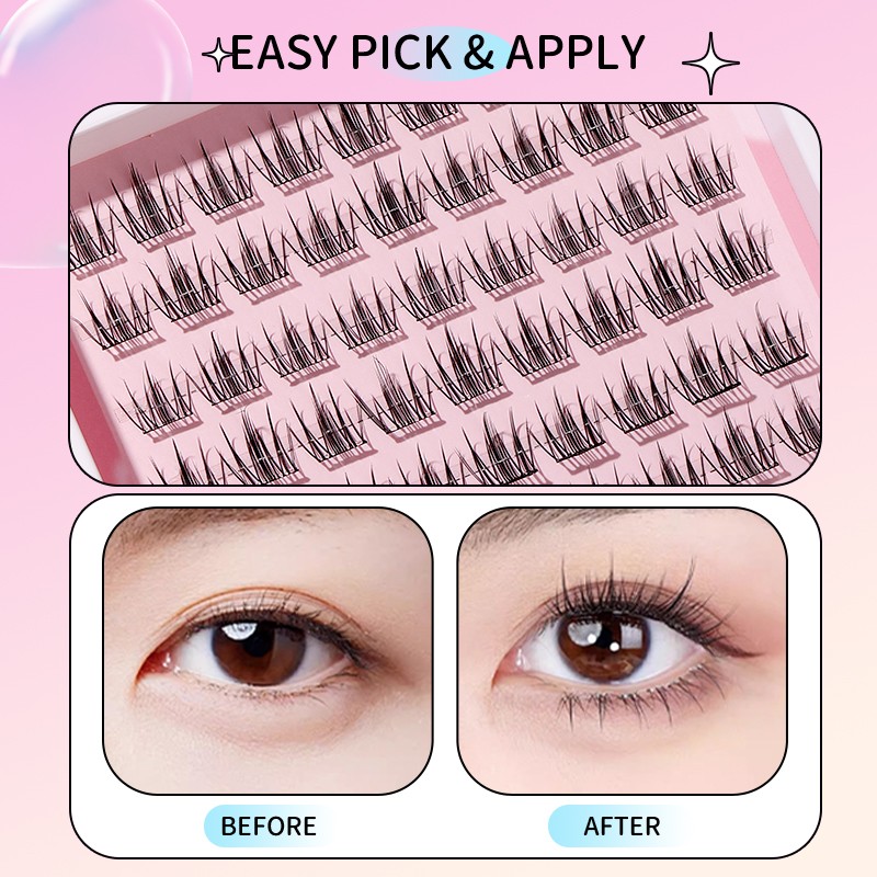 Self Adhesive Eyelashes Reusable No Glue Lashes Reusable Waterproof No Glue Press-On Eyelash Strips Clusters for Makeup Beginner Y074 Self Adhesive Eyelashes Reusable No Glue Lashes Reusable Waterproof No Glue Press-On Eyelash Strips Clusters for Makeup Beginner Y074