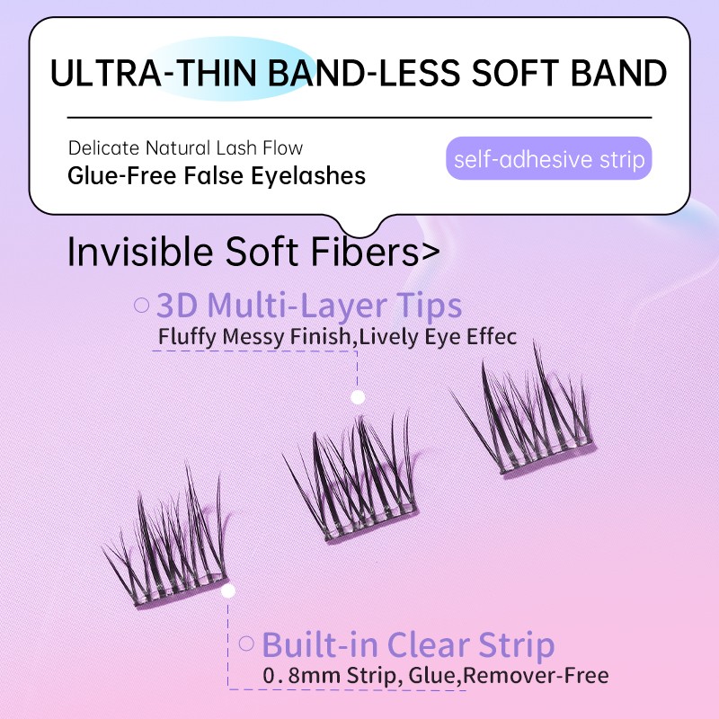 Self Adhesive Eyelashes Reusable No Glue Lashes Reusable Waterproof No Glue Press-On Eyelash Strips Clusters for Makeup Beginner Y074 Self Adhesive Eyelashes Reusable No Glue Lashes Reusable Waterproof No Glue Press-On Eyelash Strips Clusters for Makeup Beginner Y074