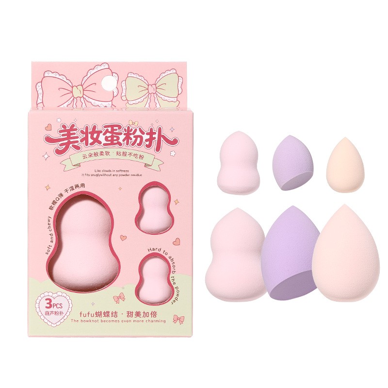 3in1 Small Water-Drop Teardrop Makeup Sponge Facial Make up Cotton-soft Powder Puff Coverage Blender for Foundation Cushion Y067