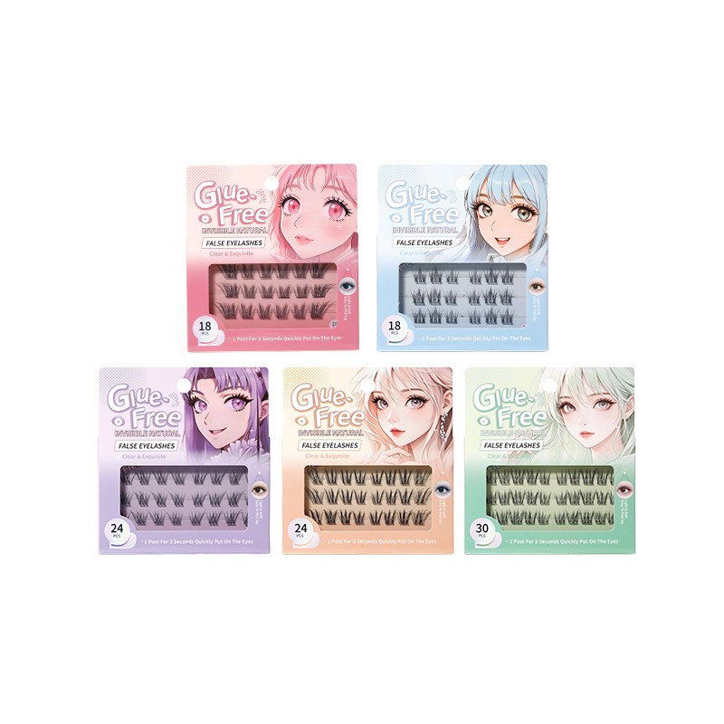 Self Adhesive Eyelashes Reusable No Glue Lashes Reusable Waterproof No Glue Press-On Eyelash Strips Clusters for Makeup Beginner Y092